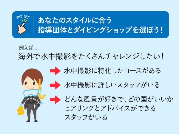 ダイビング指導団体とダイビングショップ