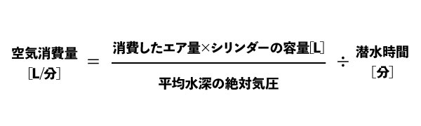 水面空気消費率（SACレート）の式