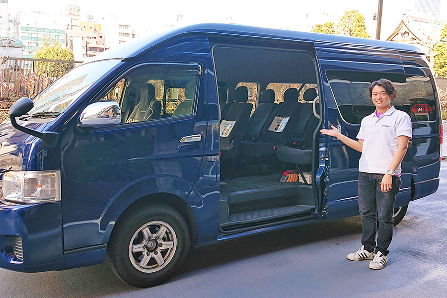 ダイビングショップの車で伊豆まで送迎