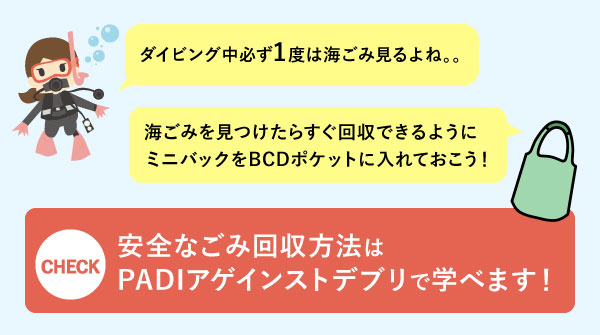 安全なごみ回収方法はPADIダイブアゲインストデブリで学べます
